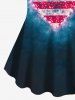 Plus Size Glitter Heart Patriotic American Flag Print Women T-shirt -  