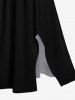 Robe Mi-Longue Ligne A Fendue en Couleur Unie de Grande Taille avec Poche - Noir M