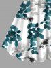 Plus Size Rose Flower Leaf Branch Print Hawaii Ombre A Line Tank Dress -  