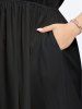 Robe Mi-Longue Ligne A Fendue en Couleur Unie de Grande Taille avec Poche - Noir 2X