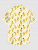 Chemise Hawaïen Ananas Imprimé avec Poche de Grande Taille avec Bouton - Jaune S