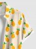 Chemise Hawaïen Ananas Imprimé avec Poche de Grande Taille avec Bouton - Jaune S