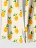 Chemise Hawaïen Ananas Imprimé avec Poche de Grande Taille avec Bouton - Jaune S