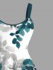 Plus Size Rose Flower Leaf Branch Print Hawaii Ombre A Line Tank Dress -  
