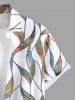 Plus Size Leaf Branch Colorblock Print Hawaii Button Pocket Shirt For Men -  