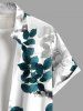 Plus Size Rose Flower Leaf Branch Print Hawaii Ombre Button Pocket Shirt For Men -  