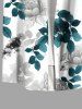 Plus Size Rose Flower Leaf Branch Print Hawaii Ombre Button Pocket Shirt For Men -  