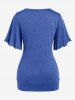 Plus Size Lettuce Ruched Chain Embellished Plunging Blouson Tee -  