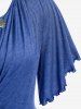 Plus Size Lettuce Ruched Chain Embellished Plunging Blouson Tee -  