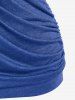 Plus Size Lettuce Ruched Chain Embellished Plunging Blouson Tee -  