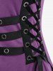 Plus Size Grommets Lace Up Buckles Zipper High Low Midi Dress -  