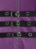 Plus Size Grommets Lace Up Buckles Zipper High Low Midi Dress -  