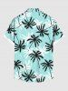 Plus Size Coconut Tree Print Buttons Pocket Hawaii Shirt For Men -  