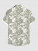Plus Size Tropical Leaf Print Buttons Pocket Hawaii Shirt For Men -  
