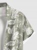 Plus Size Tropical Leaf Print Buttons Pocket Hawaii Shirt For Men -  