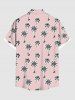 Plus Size Coconut Tree Print Buttons Pocket Hawaii Shirt For Men -  