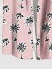 Chemise Imprimé Cocotier à Boutons Grande Taille avec Poche pour Homme - Rose clair 2XL