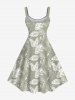 Plus Size Tropcal Leaf Print Hawaii Tank Dress -  