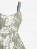 Plus Size Tropcal Leaf Print Hawaii Tank Dress -  