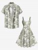 Plus Size Tropcal Leaf Print Hawaii Tank Dress -  