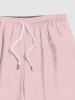 Plus Size Light Pink Solid Color Hawaii Beach Shorts For Men -  