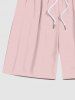 Plus Size Light Pink Solid Color Hawaii Beach Shorts For Men -  