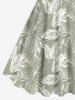 Robe Débardeur de Grande Taille Feuille Elliptique Imprimée - Vert clair 5X