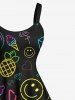Robe Hawaïen Flamant Cœur Ananas Imprimés de Grande Taille avec Diamant - Noir 3X
