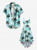 Plus Size Coconut Tree Print High Low Hawaii Cami Dress -  