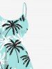 Plus Size Coconut Tree Print High Low Hawaii Cami Dress -  