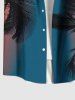 Plus Size Tropical Leaf Coconut Tree Ombre Print Buttons Pocket Hawaii Shirt For Men -  