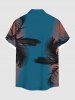 Plus Size Tropical Leaf Coconut Tree Ombre Print Buttons Pocket Hawaii Shirt For Men -  