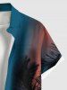 Plus Size Tropical Leaf Coconut Tree Ombre Print Buttons Pocket Hawaii Shirt For Men -  