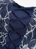 Robe débardeur grande taille à empiècements à lacets et broderie florale, bordure en dentelle ajourée - Bleu profond L | US 12