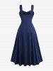 Plus Size Lace-up Panel Floral Embroidery Lace Trim Hollow Out Hem Tank Dress -  