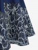 Plus Size Lace-up Panel Floral Embroidery Lace Trim Hollow Out Hem Tank Dress -  