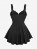 Plus Size Grommets Straps Star Zipper Lace Trim Plisse Tank Top -  