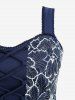 Robe débardeur grande taille à empiècements à lacets et broderie florale, bordure en dentelle ajourée - Bleu profond 5x | US 30-32
