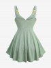 Plus Size Ruffles Twist Textured Ribbed Tank Top -  