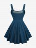 Plus Size Paisley Floral Flocking Grommet Lace Up Tank Top -  