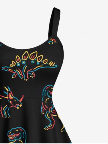 Stick Figure Dinosaur Print Plus Size Matching Hawaii Beach Outfit For Couples