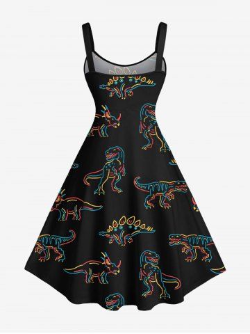 Stick Figure Dinosaur Print Plus Size Matching Hawaii Beach Outfit For Couples