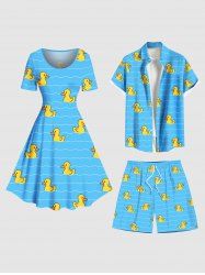 Costume de Plage Hawaiien Imprimé Grande Taille Cadeau pour Couples - Bleu Ciel 