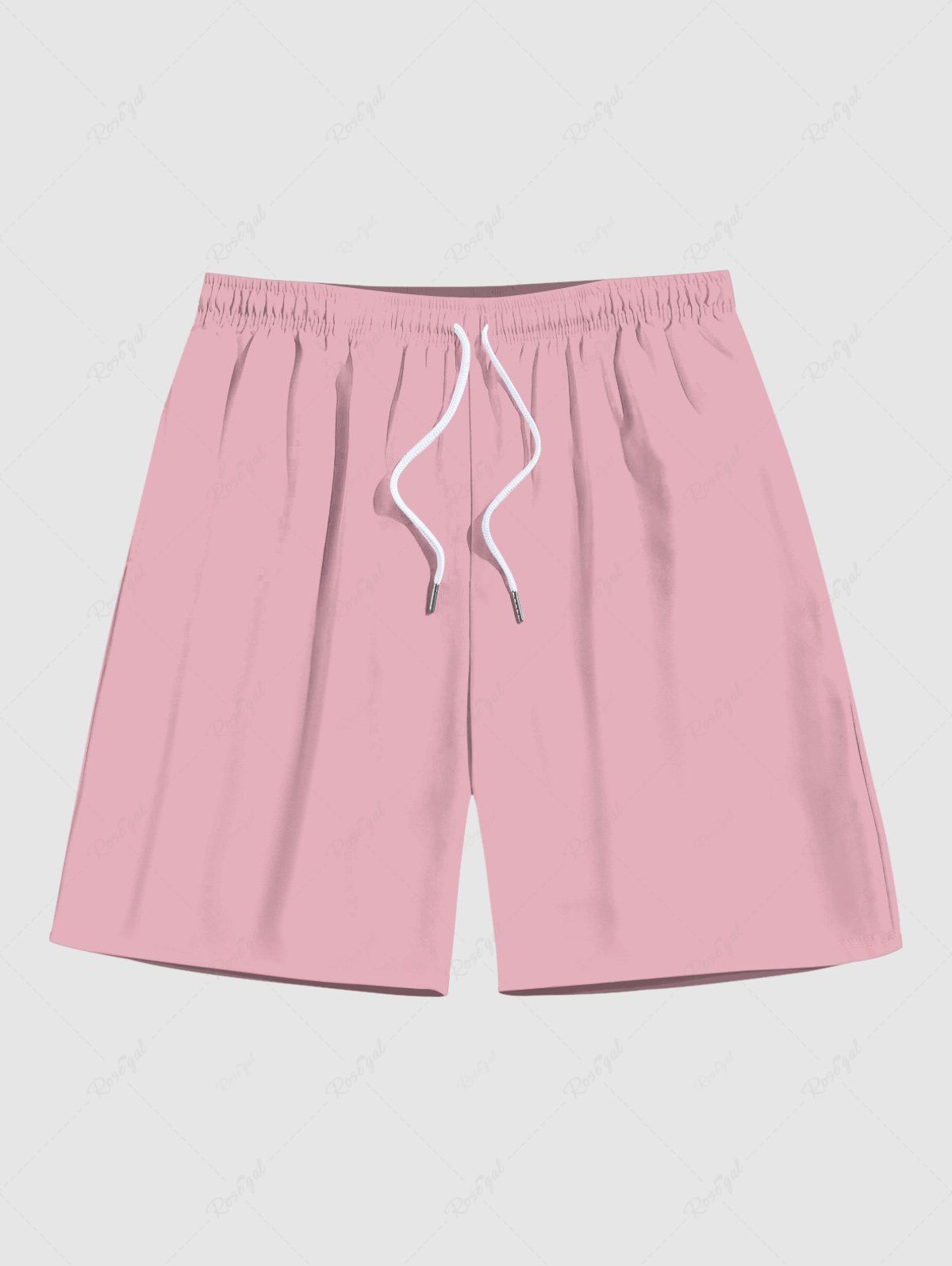 Hot Plus Size Drawstring Solid Hawaii Beach Shorts For Men  