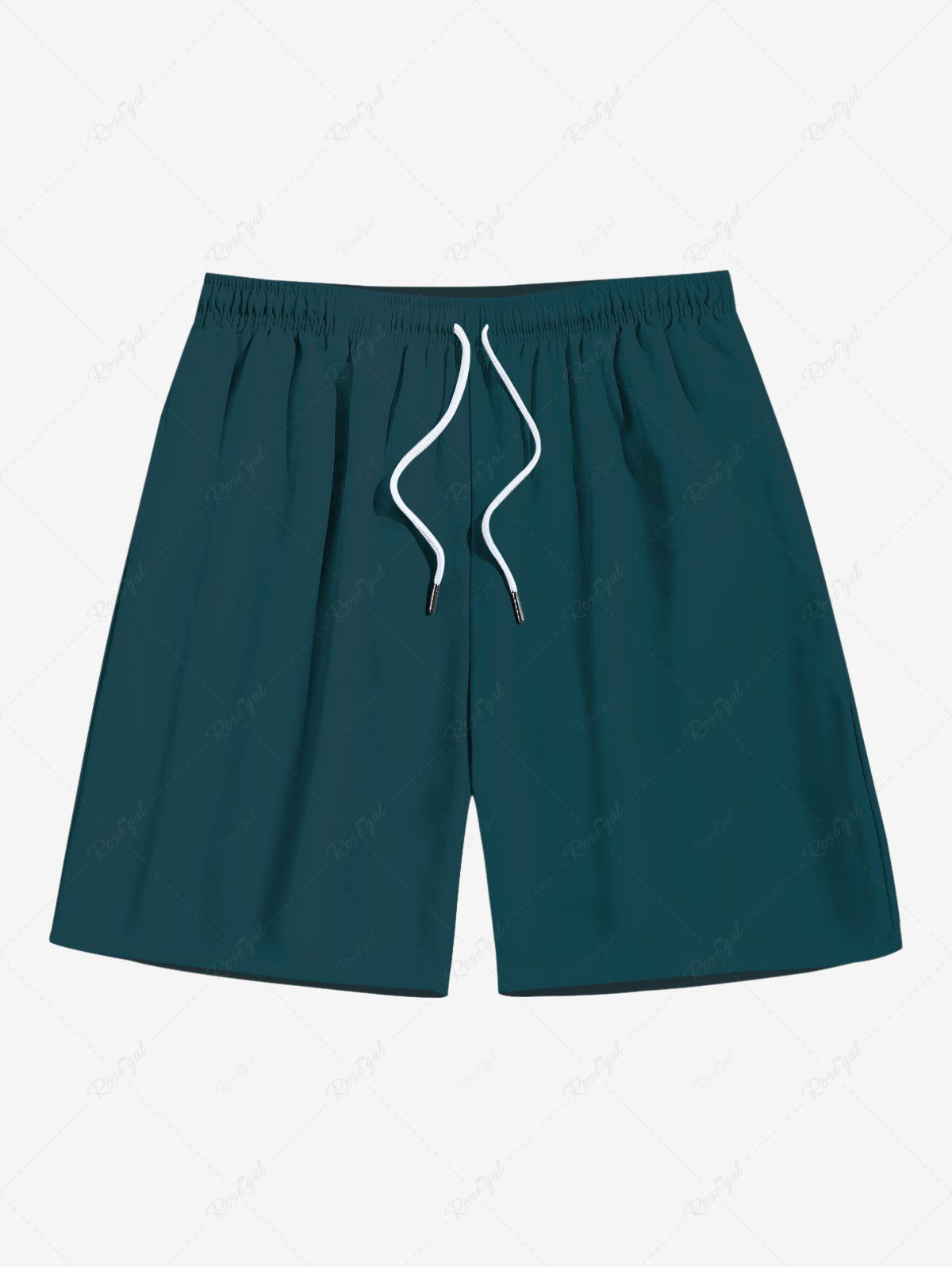 Discount Plus Size Drawstring Solid Hawaii Beach Shorts For Men  