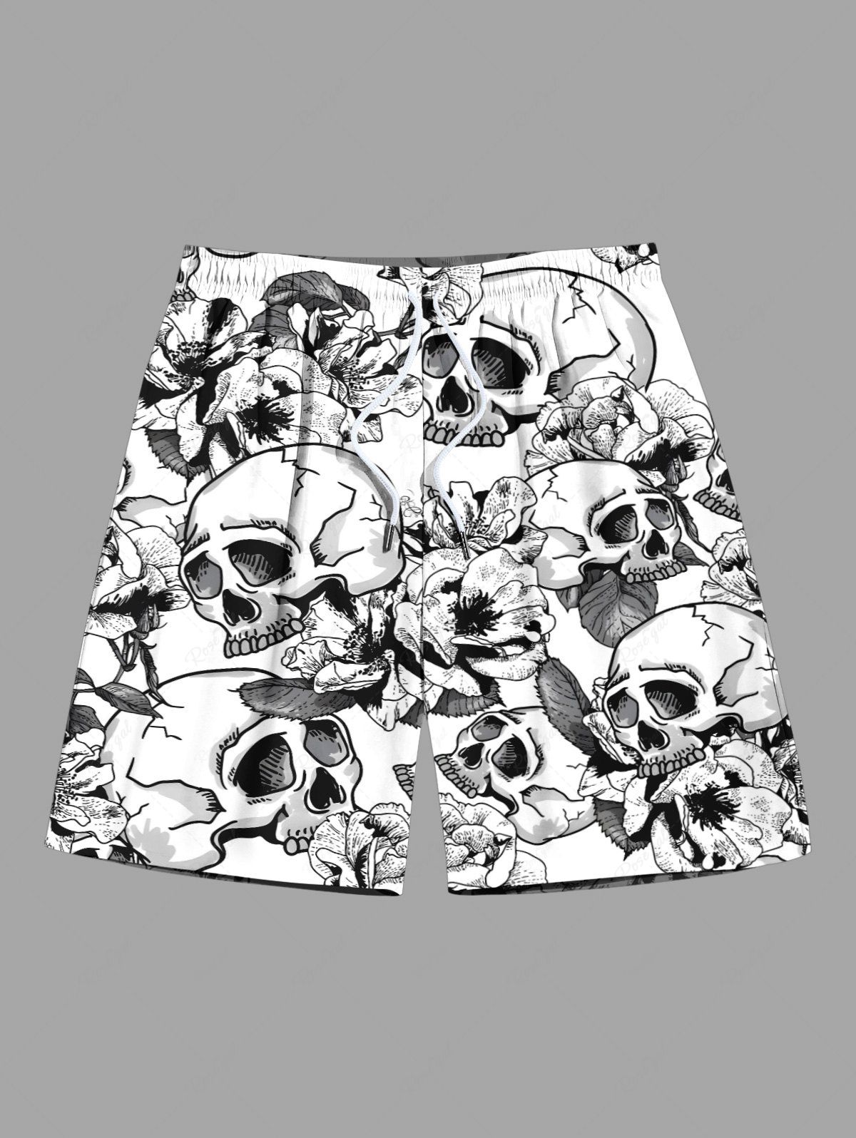 Buy Plus Size Skulls Flowers Print Hawaii Beach Shorts For Men  
