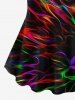 Colorful Fire Flame Print Plus Size Matching Set -  
