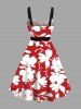 Flowers Leaf Print Plus Size Matching Hawaii Beach Outfit For Couples -  