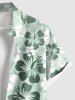 Ombre Flower Print Hawaii Button Pocket Shirt and Shorts Plus Size Matching Set -  