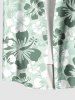 Ombre Flower Print Hawaii Button Pocket Shirt and Shorts Plus Size Matching Set -  